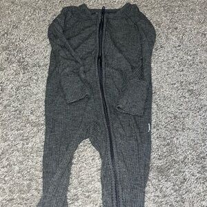 Little sleepies charcoal ribbed zippy